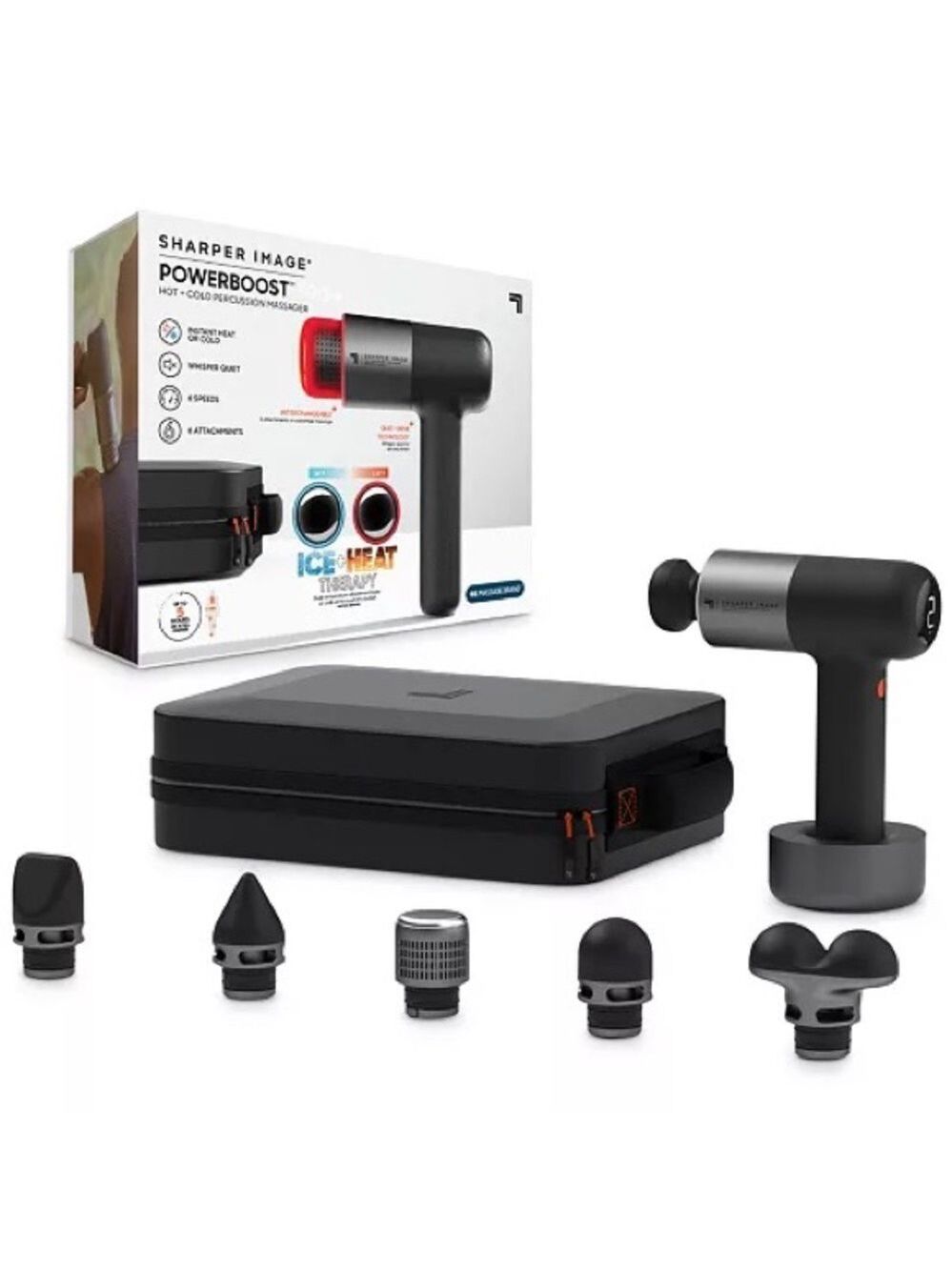 Sharper Image Powerboost Pro+ Hot and Cold Percussion Massager - Black